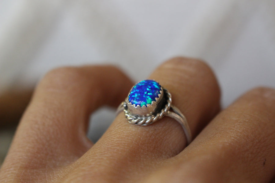 Twisted Blue Opal Ring