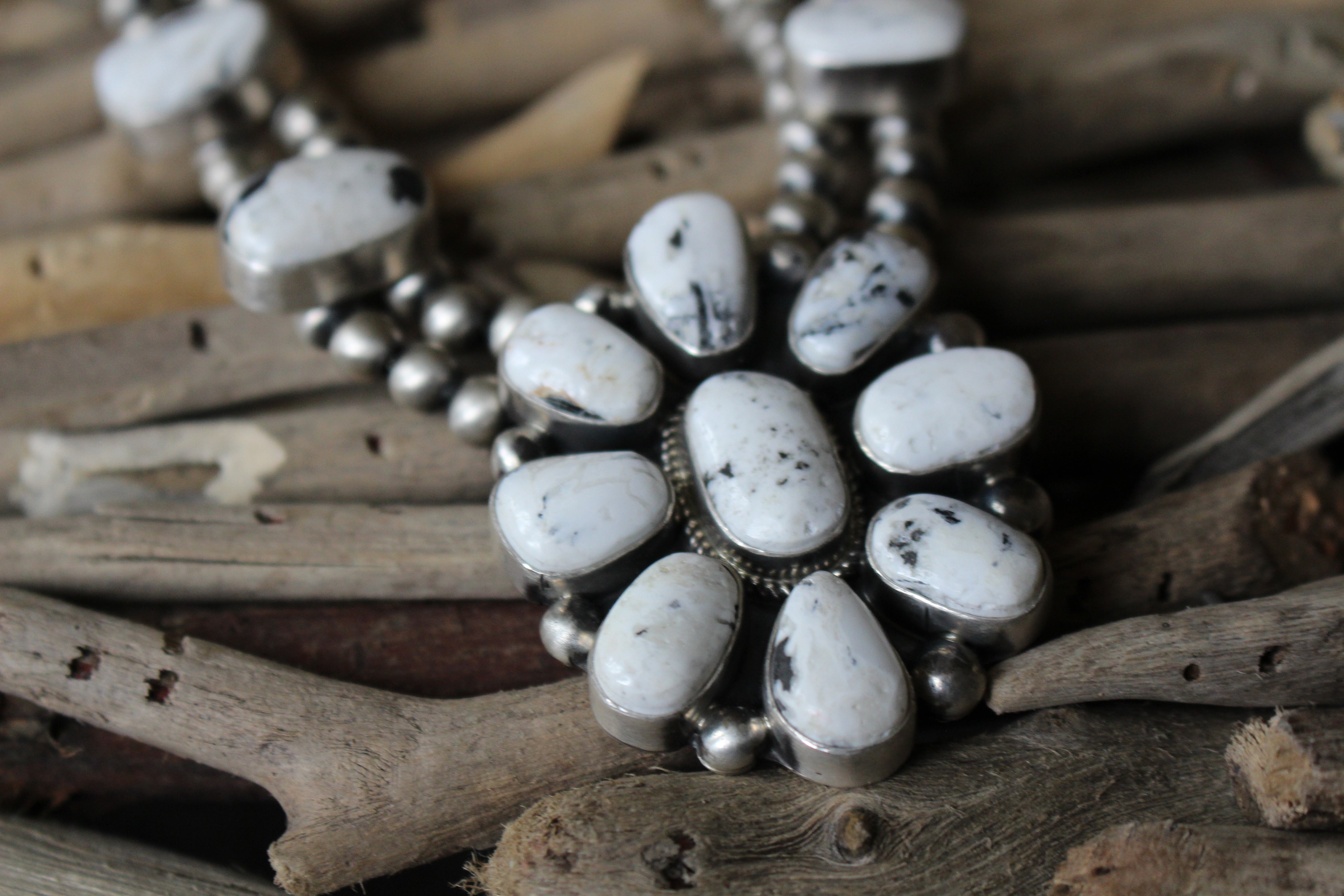 White Buffalo Turquoise Squash Blossom – Kotah Bear
