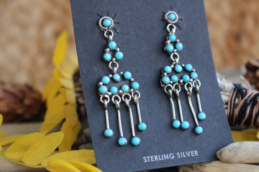 Turquoise Dottie Fringe  Earrings