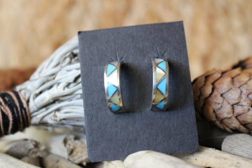 Multi Stone Half Hoop Earring