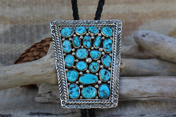 Square Turquoise Nugget Bolo Tie