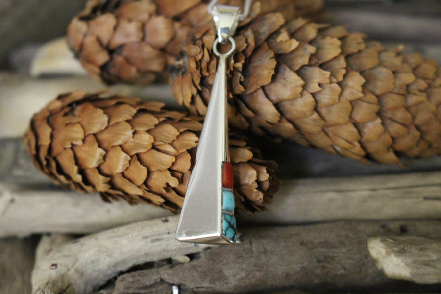 Sterling Red and Turquoise Necklace