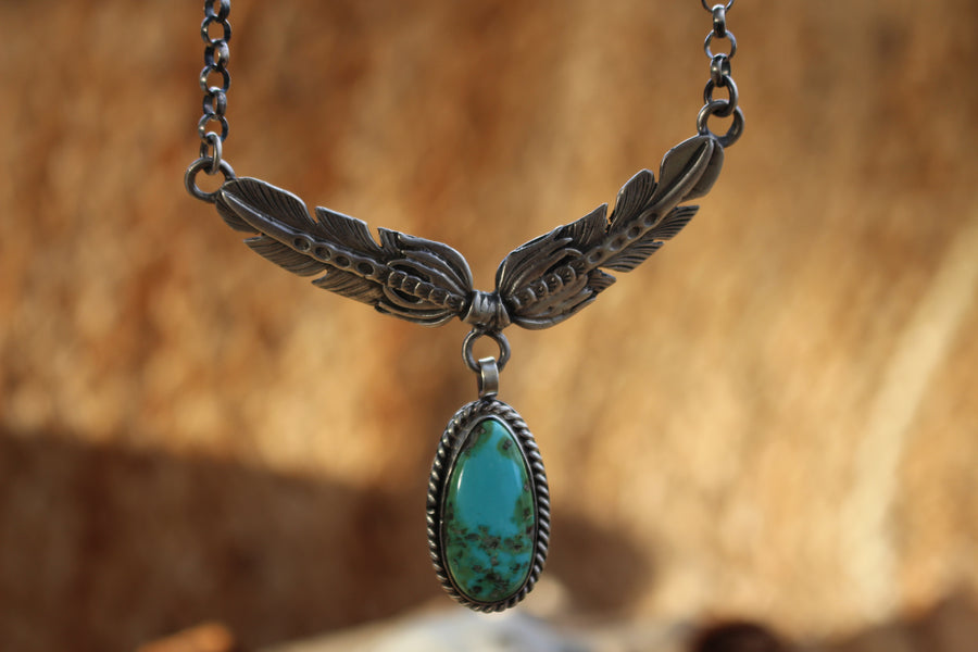 Turquoise Feather Necklace