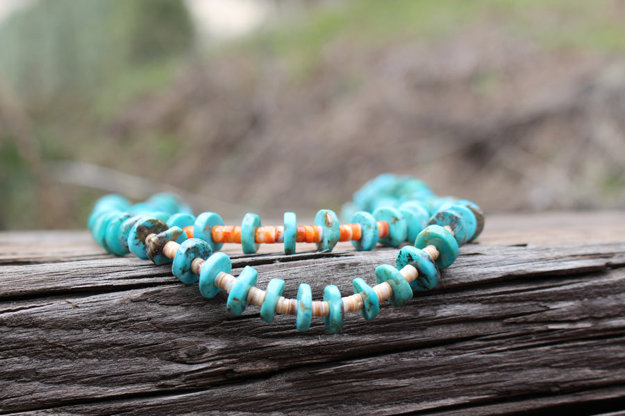 Turquoise and Spiny Oyster Necklace