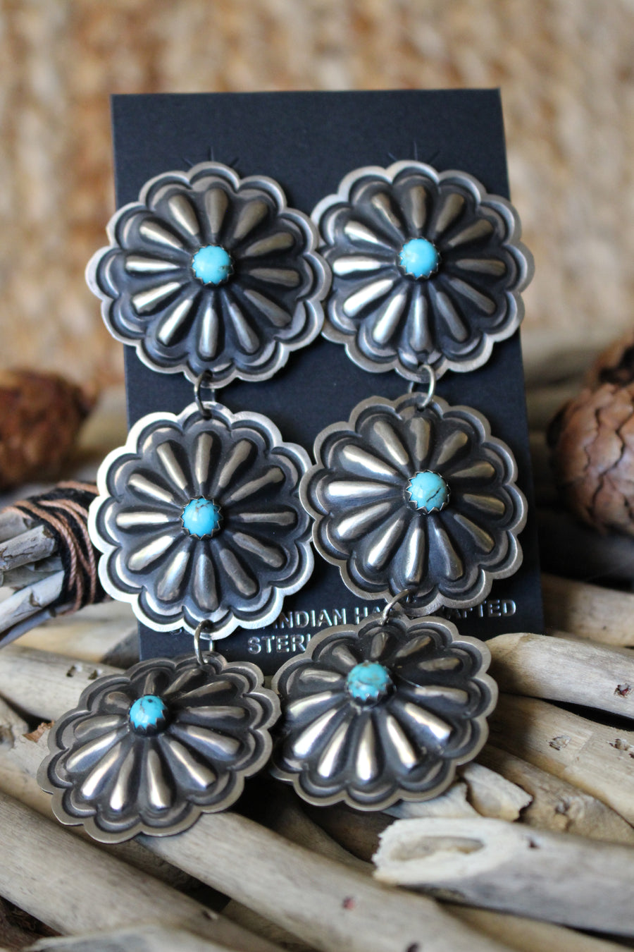 Turquoise Concho Earrings