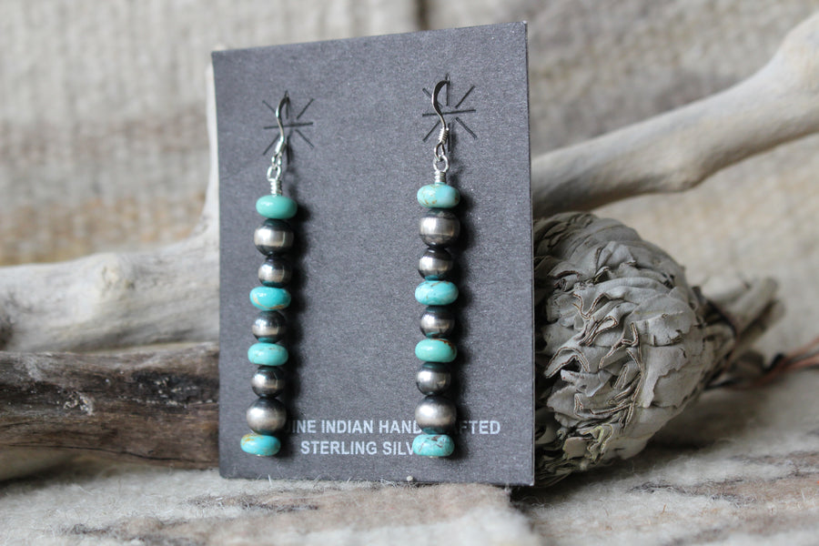 Turquoise and Navajo Pearl Sage Earringso