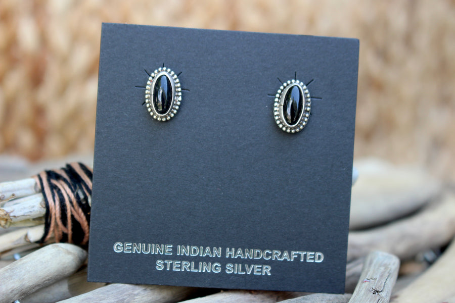 Black Onyx Oval Studs