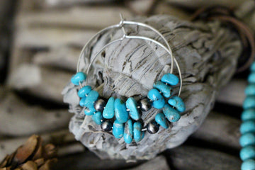 Turquoise Nugget Hoop