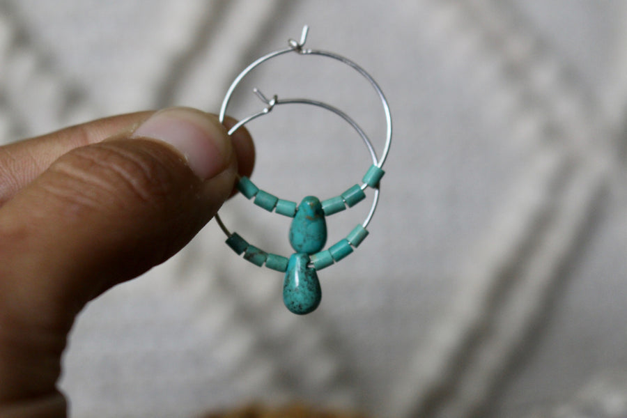 Turquoise Teardrop Hoop