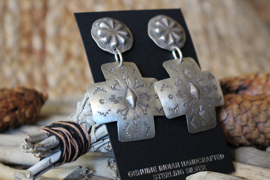 Sterling Cross Earrings
