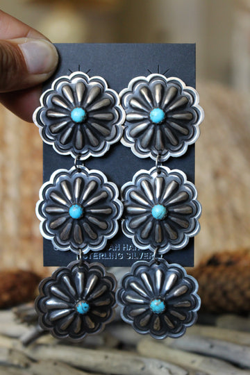Turquoise Concho Earrings
