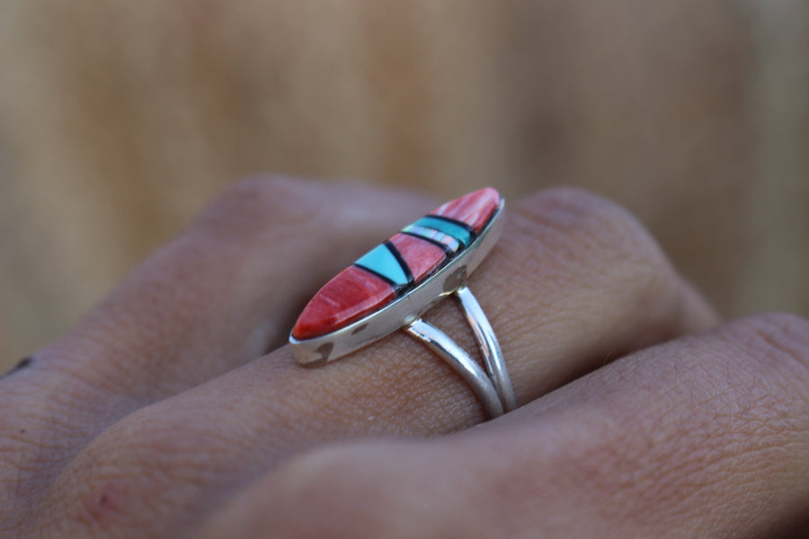 Red Arches Inlay Ring