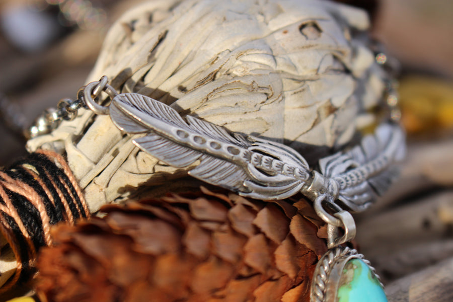 Turquoise Feather Necklace