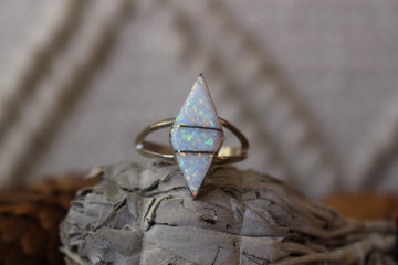 White Opal Point Ring