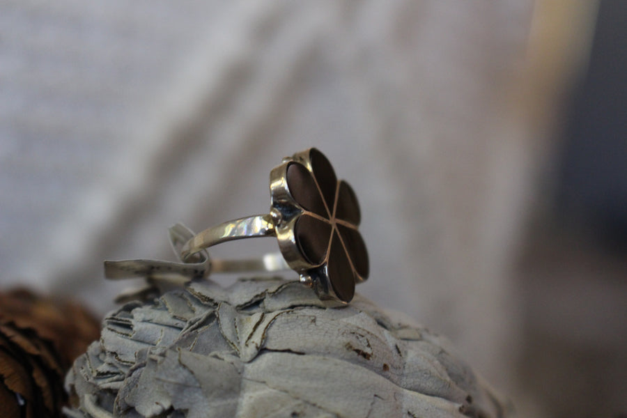 Black Onyx Flower Ring