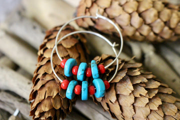 Red and Turquoise Hoop