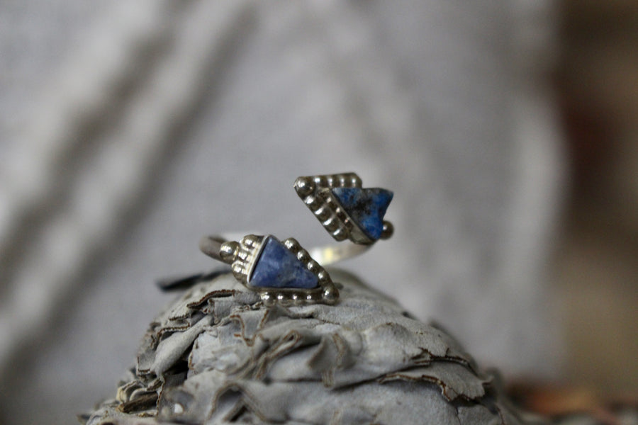 Lapis Arrow Adjustable Ring