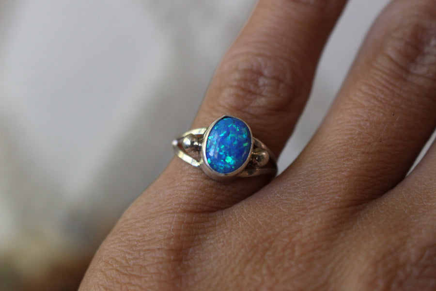 Blue Opal Dottie Ring