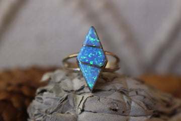 Light Blue Opal Point Ring