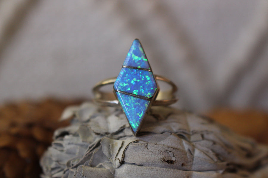 Light Blue Opal Point Ring