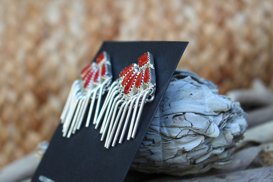 Red Fringe Earrings