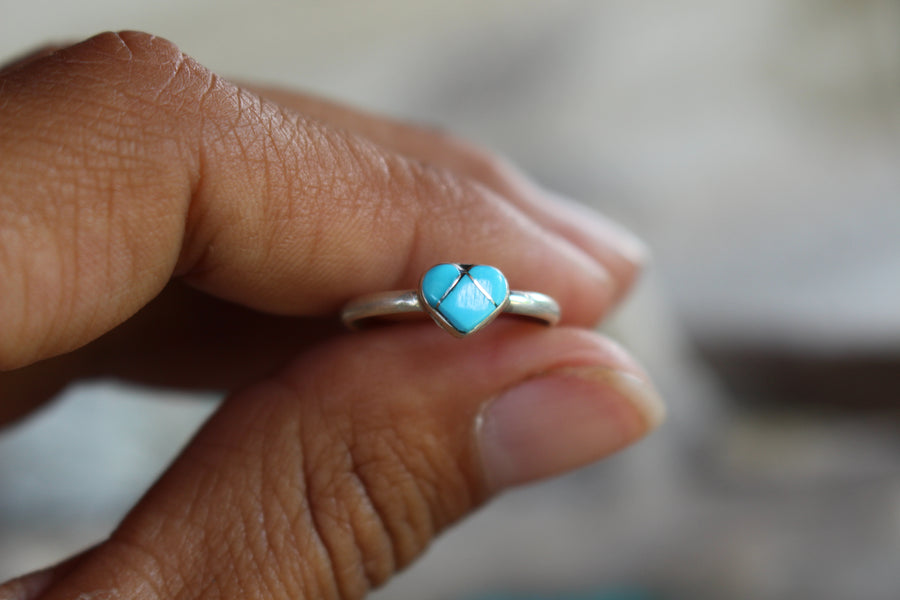 Dainty Turquoise Heart Ring