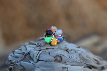 Multi Opal Flower Ring