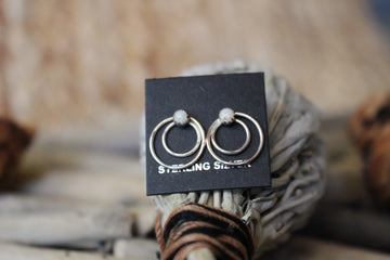 White Opal Hoop Studs