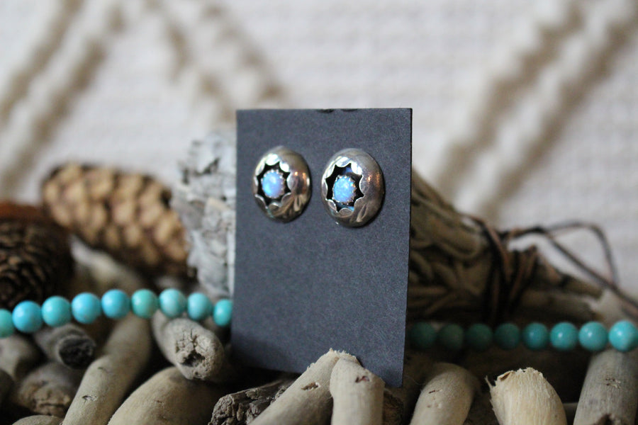 Blue Opal Sun Earrings