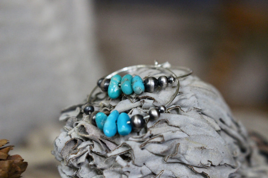 Turquoise Pearl Hoop