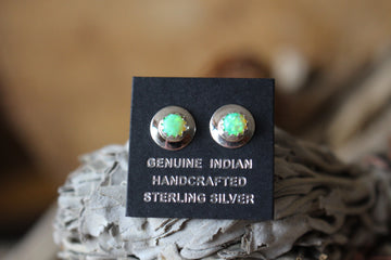 Sterling Round Green Opal Studs