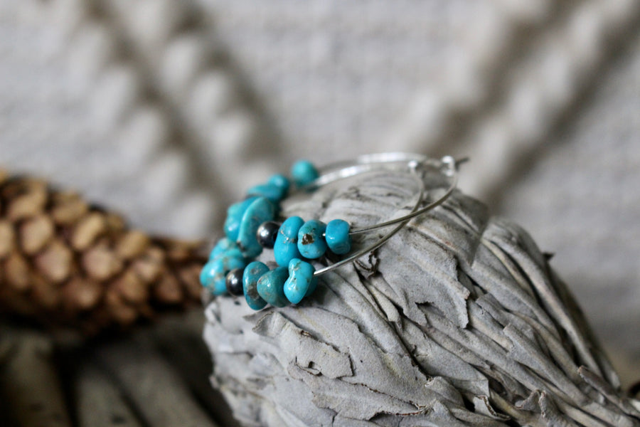 Turquoise Nugget Hoop