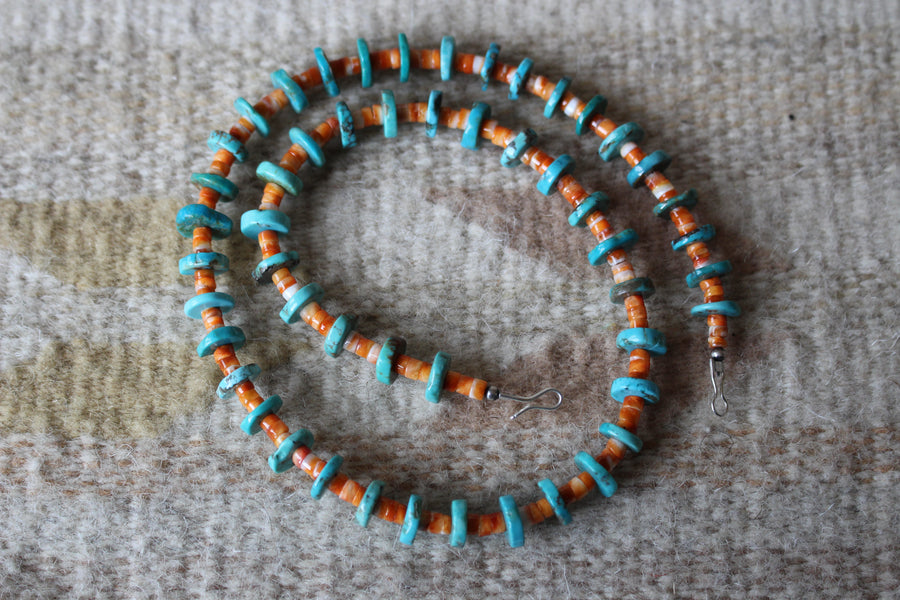 Turquoise and Spiny Oyster Necklace