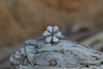 White Opal Flower Ring