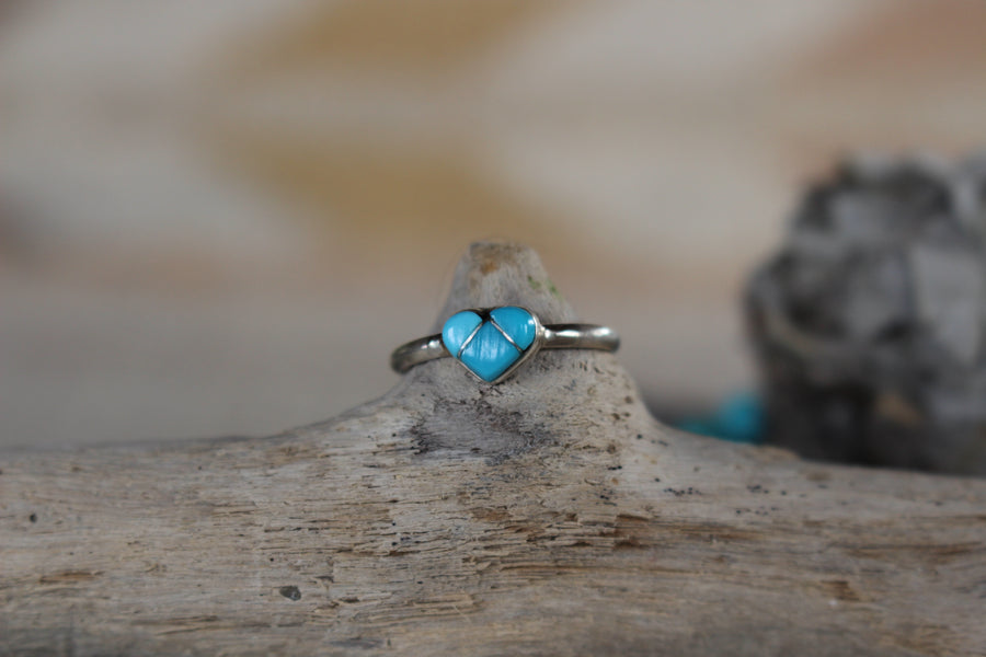 Dainty Turquoise Heart Ring