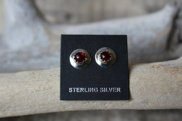 Sterling Maroon Red Studs
