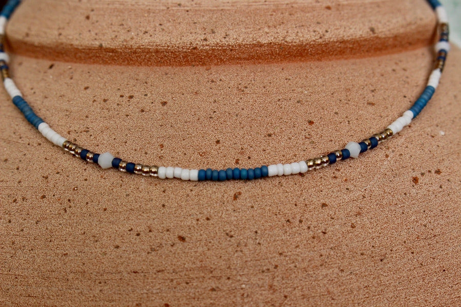 Dusty Blue Beaded Necklace