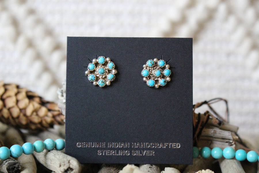 Turquoise Flower Studs