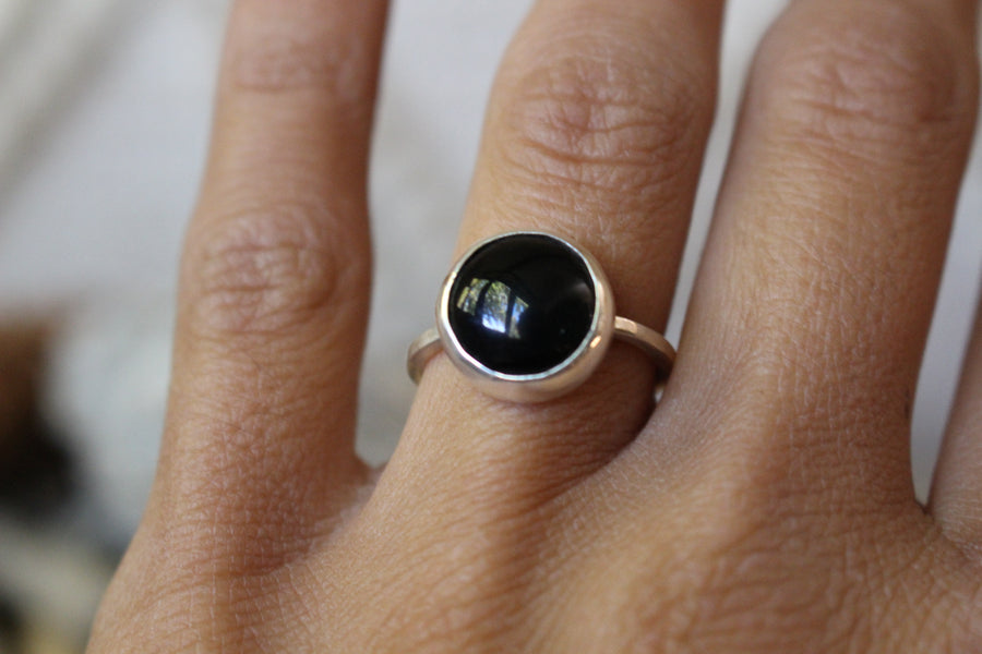 Round Black Onyx Ring