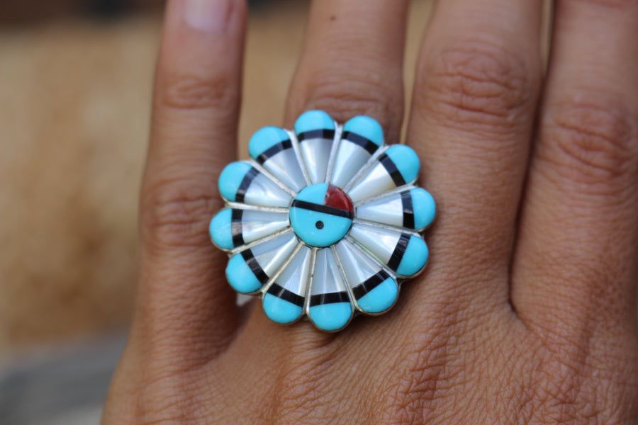 Turquoise Sunface Ring