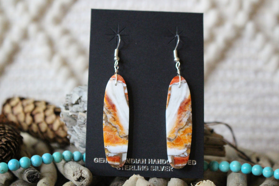 Spiny Oyster and Copper Slab Earrings