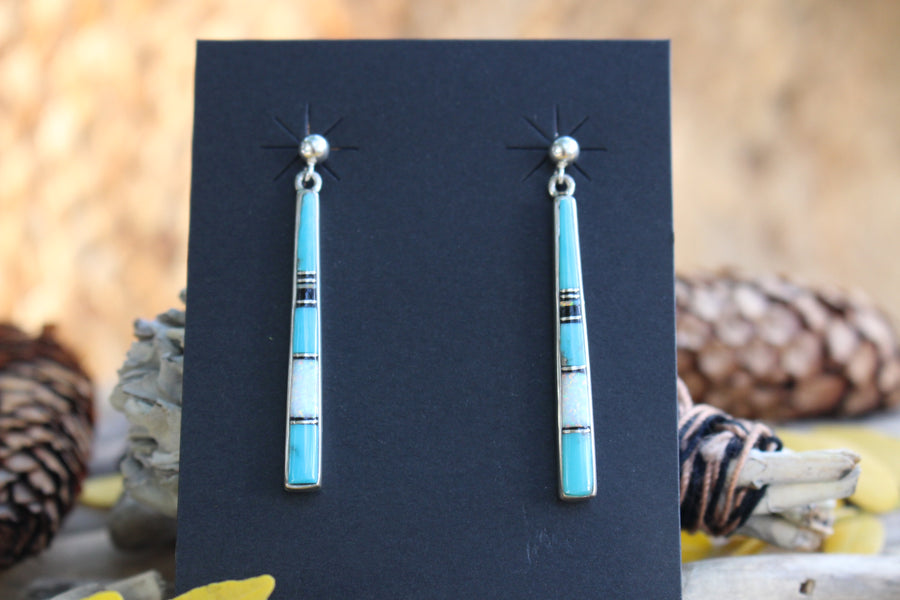Turquoise and Opal Earrings