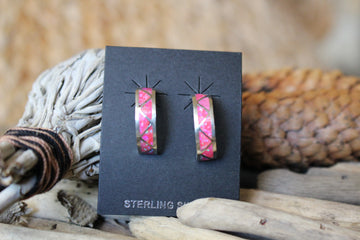 Pink Opal Half Hoop Earring