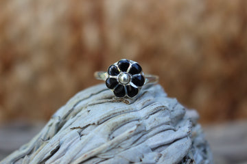 Black Onyx Flower Ring