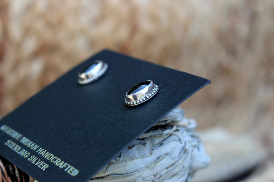 Black Onyx Oval Studs
