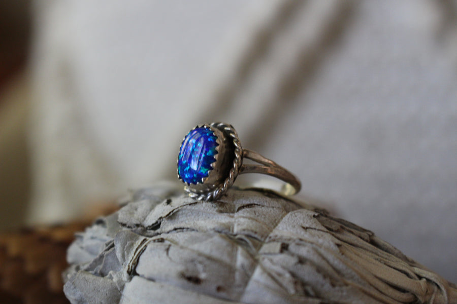 Twisted Blue Opal Ring