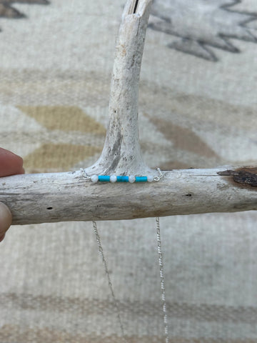 Turquoise and Moonstone Bar Necklace