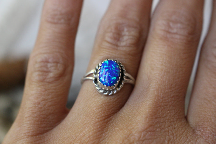 Twisted Blue Opal Ring