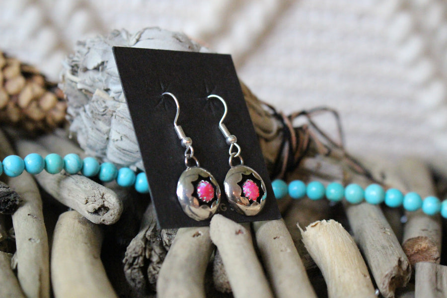 Hot Pink Opal Sun Earrings