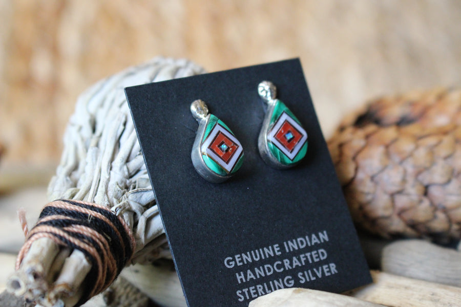Inlay Malachite Earrings